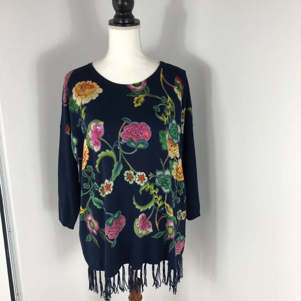 Desigual Tassel floral sequin sweater